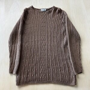 Vintage Paul Harris Design Sweater Womens Medium Brown Cable Knit Hong Kong